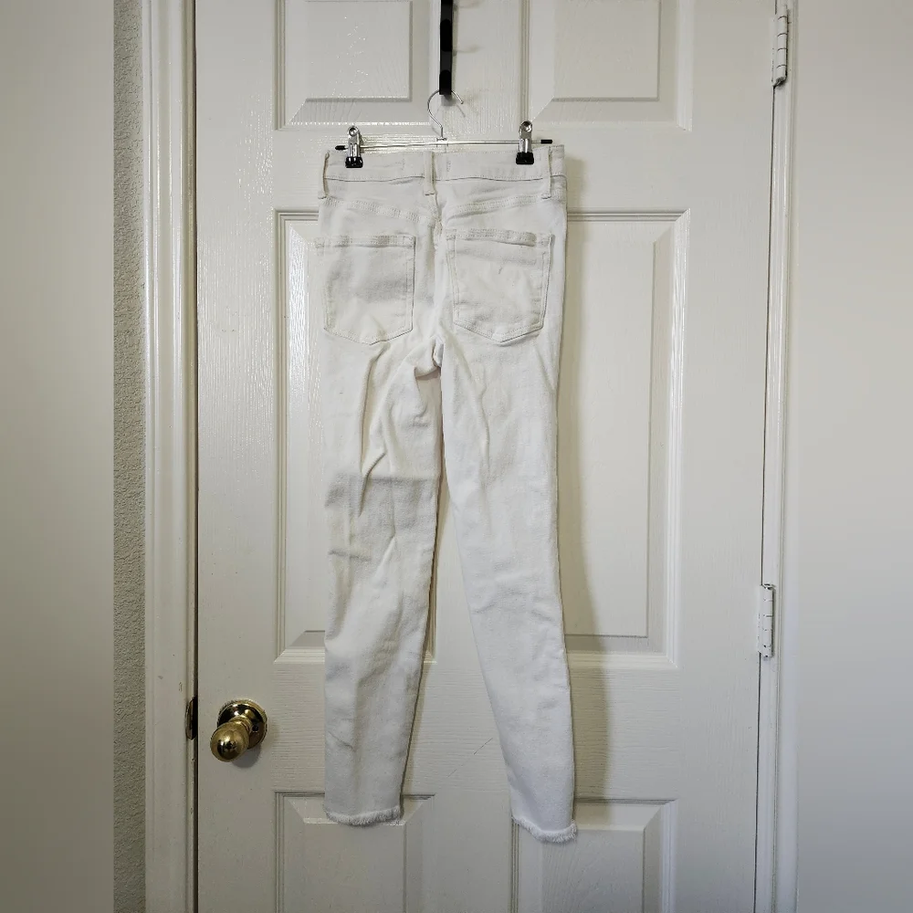 Free People We the Free Solid White Raw Hem Cropped Denim Jeans 25
